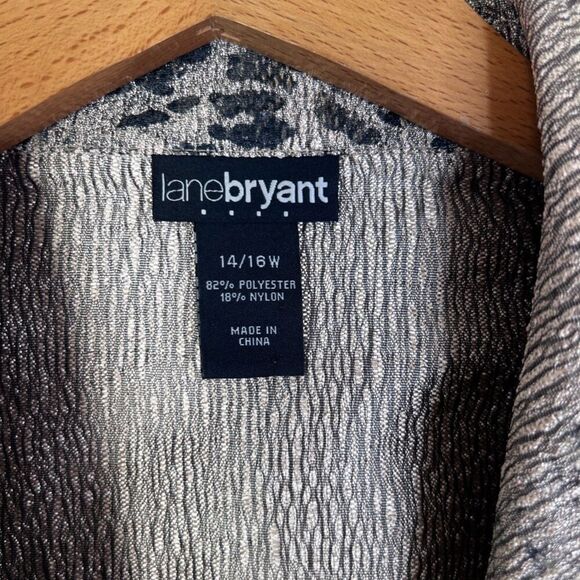 Lane Bryant Tan Animal Print Structured Collar Single Breasted Blazer Sz 14/16W - Picture 9 of 11